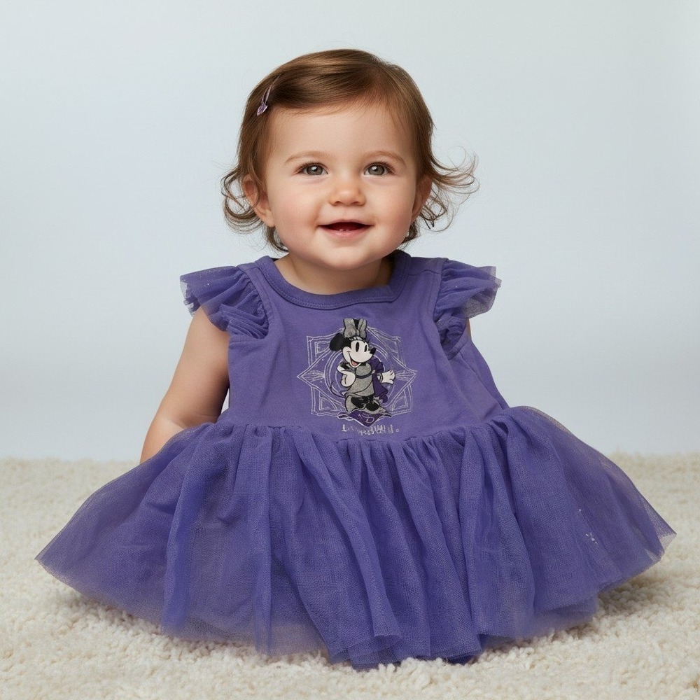 Disney 100th Anniversary Minnie Mouse Tutu Bodysuit Purple 12-18M Disneyland